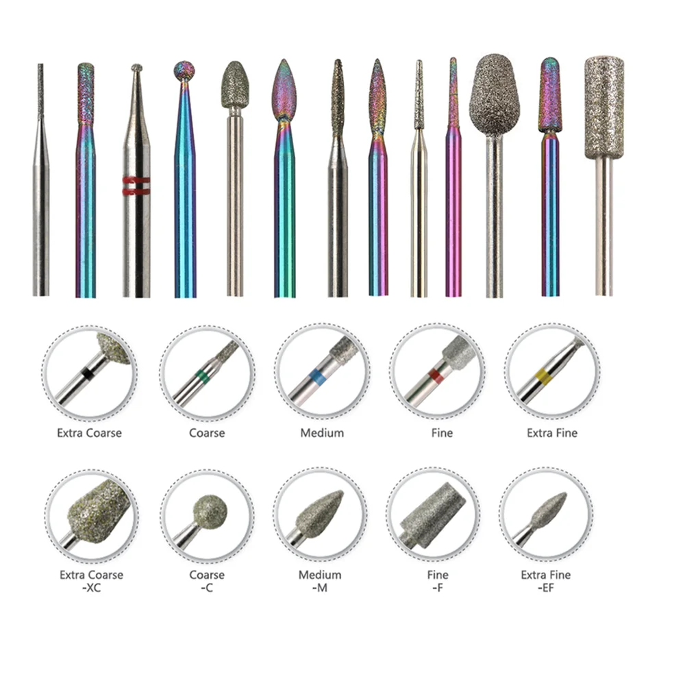 Cuticle Small Tornado Ceramics Barrel Diamond Tungsten Set 3/32 5 In 1 Nail Drill Bits