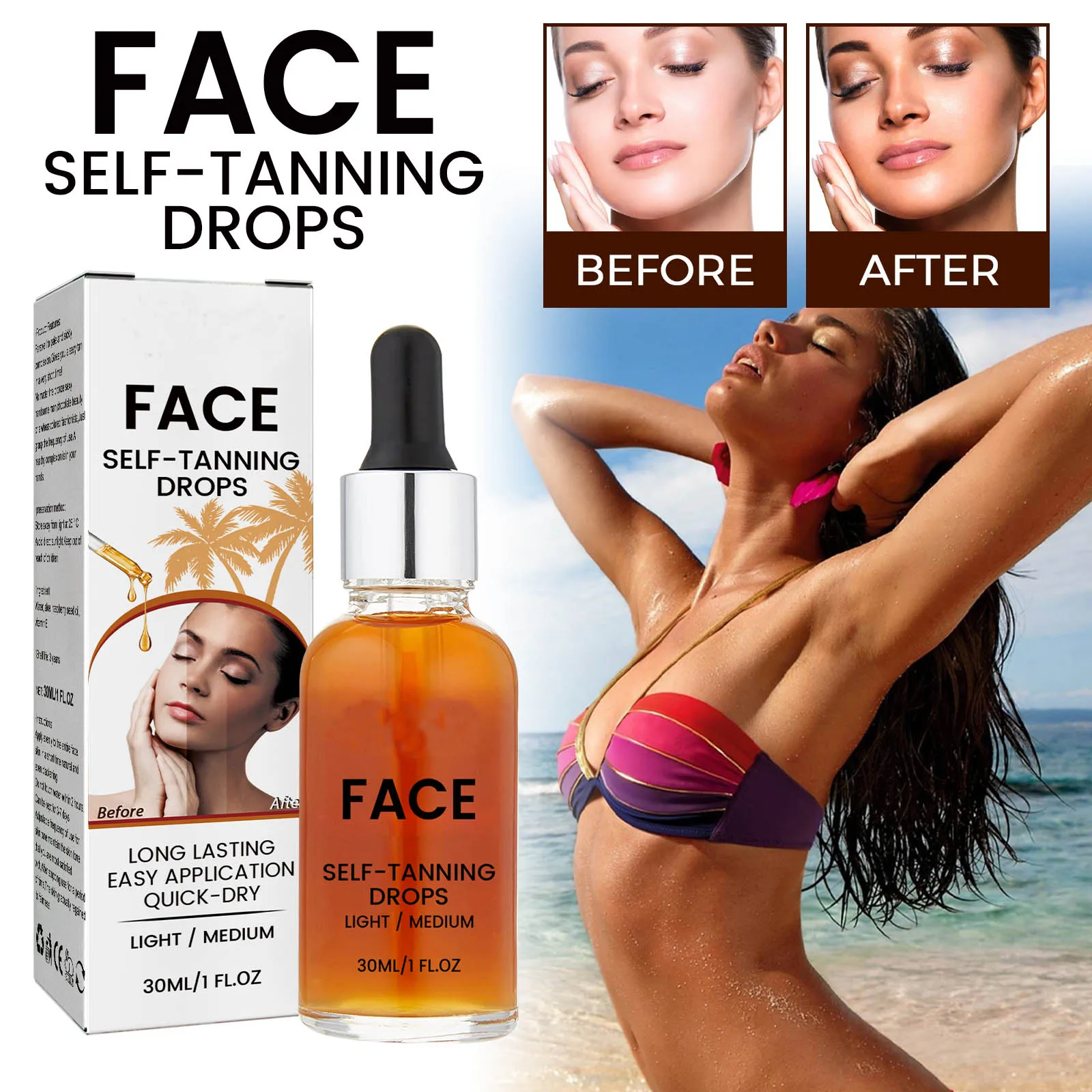 Hot Product Private Label Vegan Self Tan Serum Dark Brown Body Tan Oil Wholesale Fake Tan Serum Oil