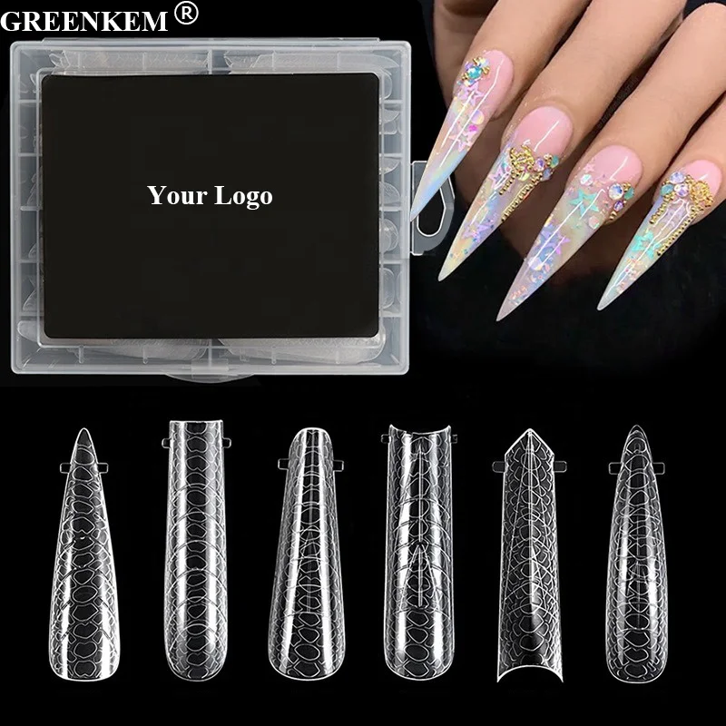 New 120Pcs Box Plastic Crystal Nail Forms Quick Phototherapy Extension Nail Forms Mold With Patterns