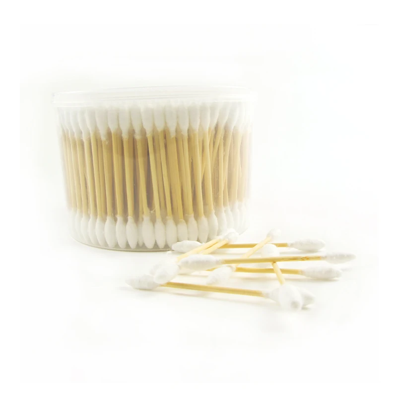 hot selling Long Organic Wooden Stick Thin Cotton Swabs Cleaning Ear Cotton Bud made in China
