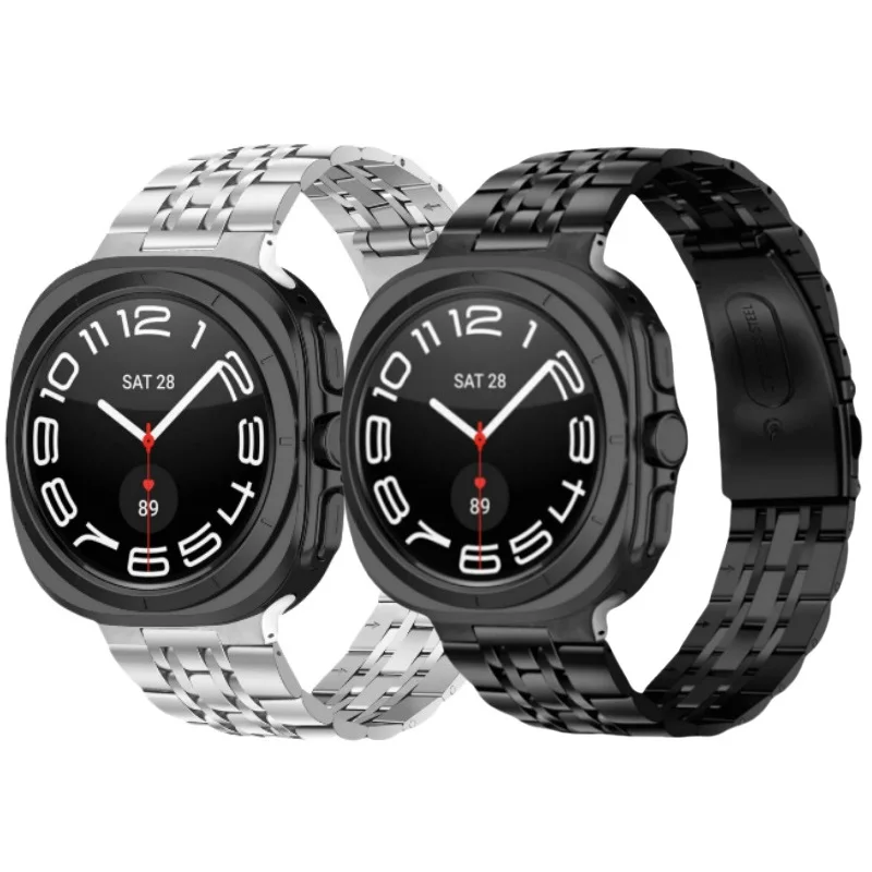 Металлический ремешок из семи бусин для Samsung Galaxy Watch7 с плоской пряжкой металлический браслет нержавеющей стали
