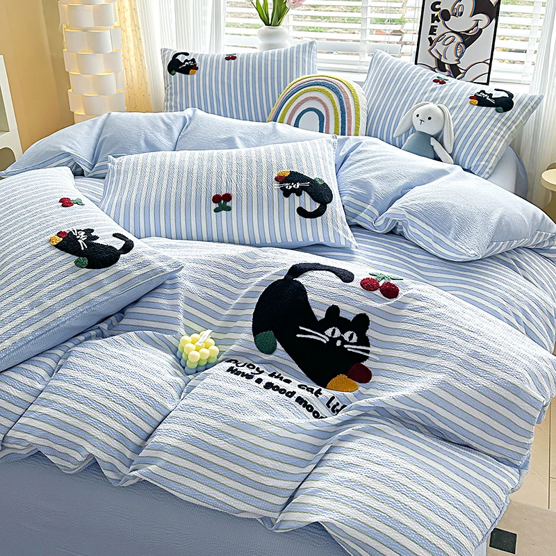 Cartoon printed towel embroidery kids duvet sets bedding set 3d boys canadian cotton bed sheet bedding set
