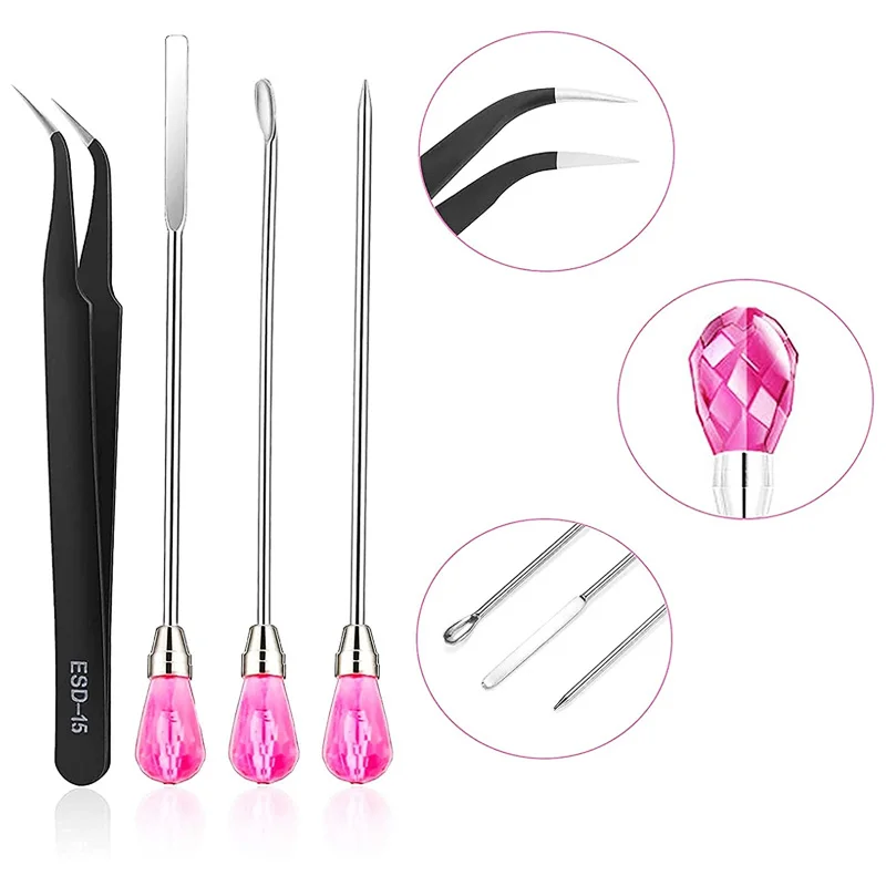 11 Pcs Silicone Resin Mold Tools Set Stirring Needle Spoon Tool Tweezers Precision Kit for Resin Art Crafts