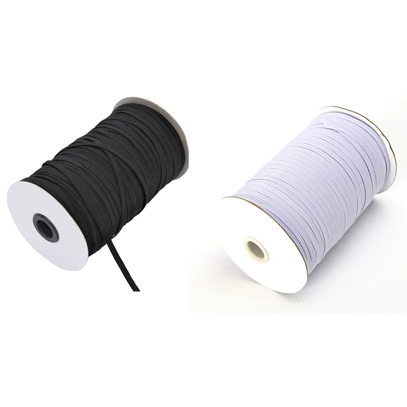 Weaving 12Mm16Cord High Elastic Braid Flat Elastic Band Sewing Black White Flat Elastic Cord Band