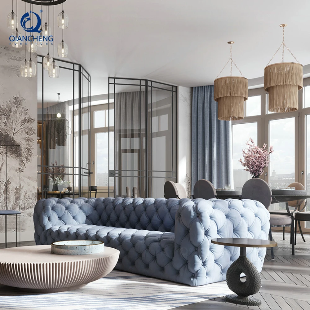 Buy designer furniture foshan elegant premium lounge living room couch contemporary Cloud sleeper velvet bubble sofa