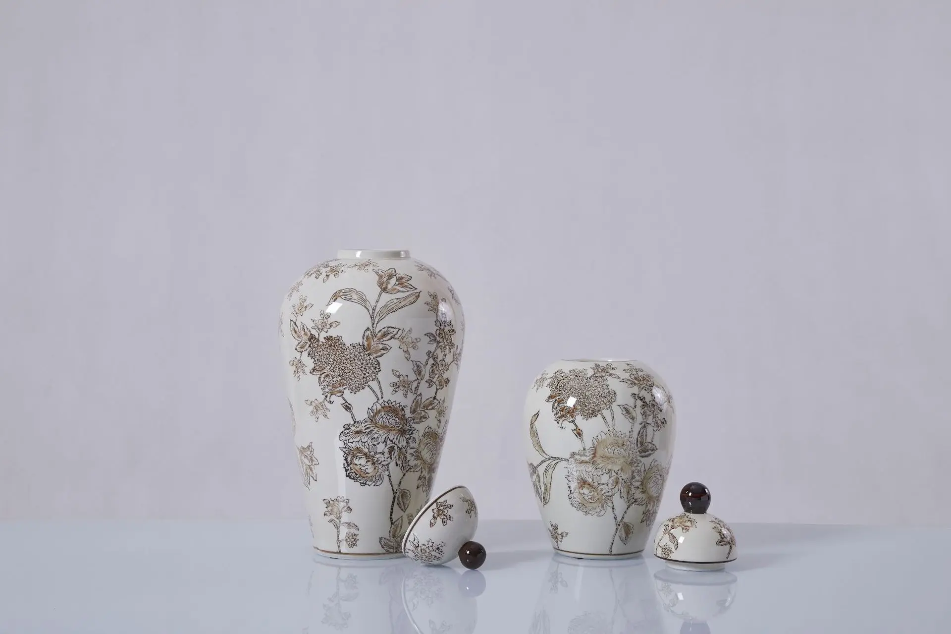 new design temple jar sets hot sale home decor ceramic mid century vase