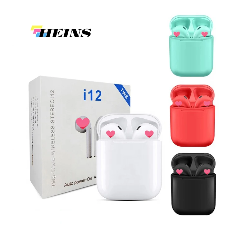 Amazon BT 5.0 Wireless Earbuds i12 i12s Luxury Earphones Waterproof Sport Headphone Memory With Charger Box TWS i12 Earbuds