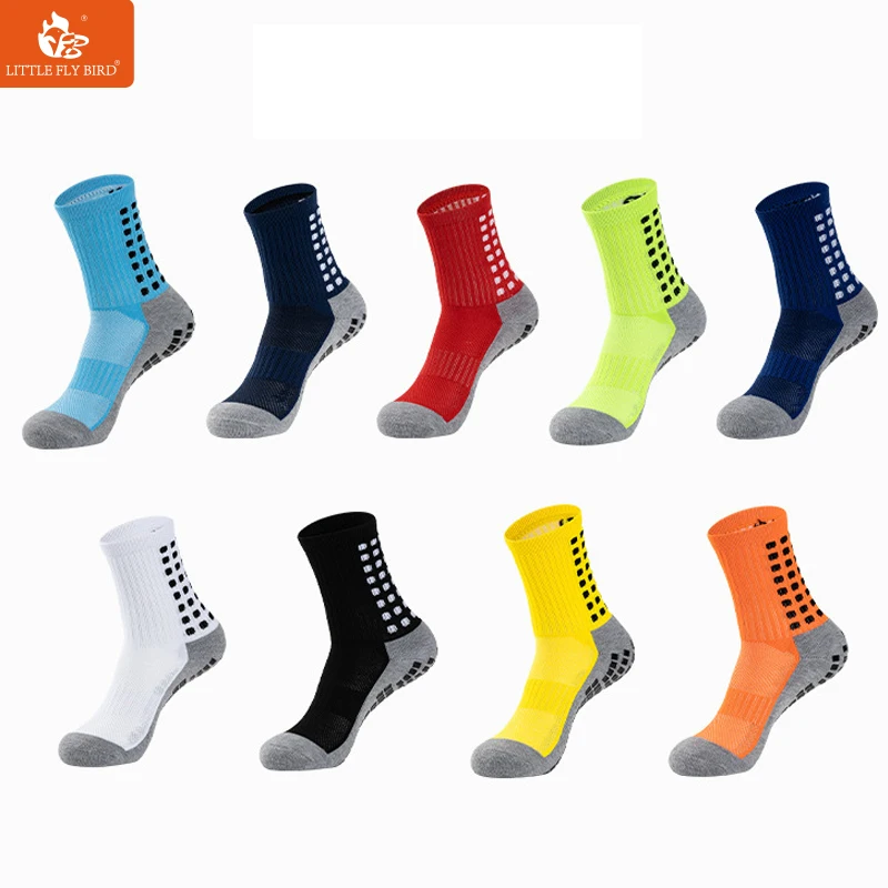 Wholesale High Quality Custom Logo Nylon Soccer Football Socks Grip Anti Slip Sport Crew Men Socks