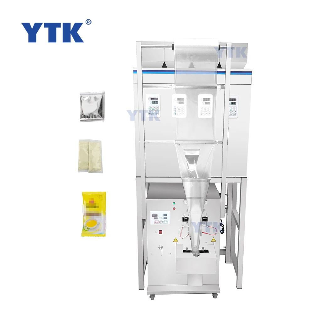 YTK-BPF200T Automatic Coffee Beans Corn Seed Grain Oat  Four Heads 3 Side Sealing Bag Packing Machine for Powder&Granules 2-200G