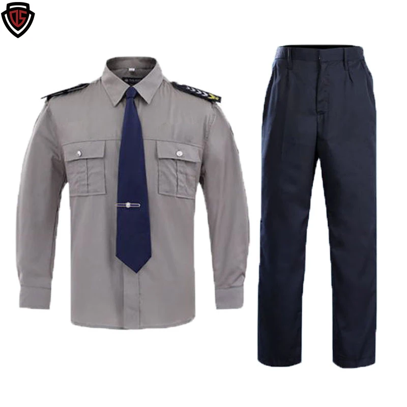 Double Safe Wholesale Custom Long Sleeve Gray Private Security Uniform Suit Security Clothing  Security Guard Uniforms