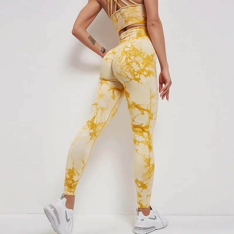 Tie Dye Seamless Leggings Women Fitness Push Up Booty Lifting Workout Pants Gym