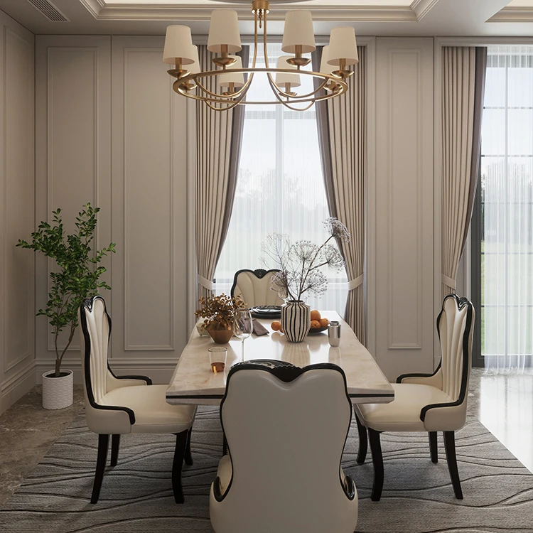 Luxury Rectangular Top Wooden White Dining Table Set Furniture Chairs Set Modern 4 Seats For Dining Room Table