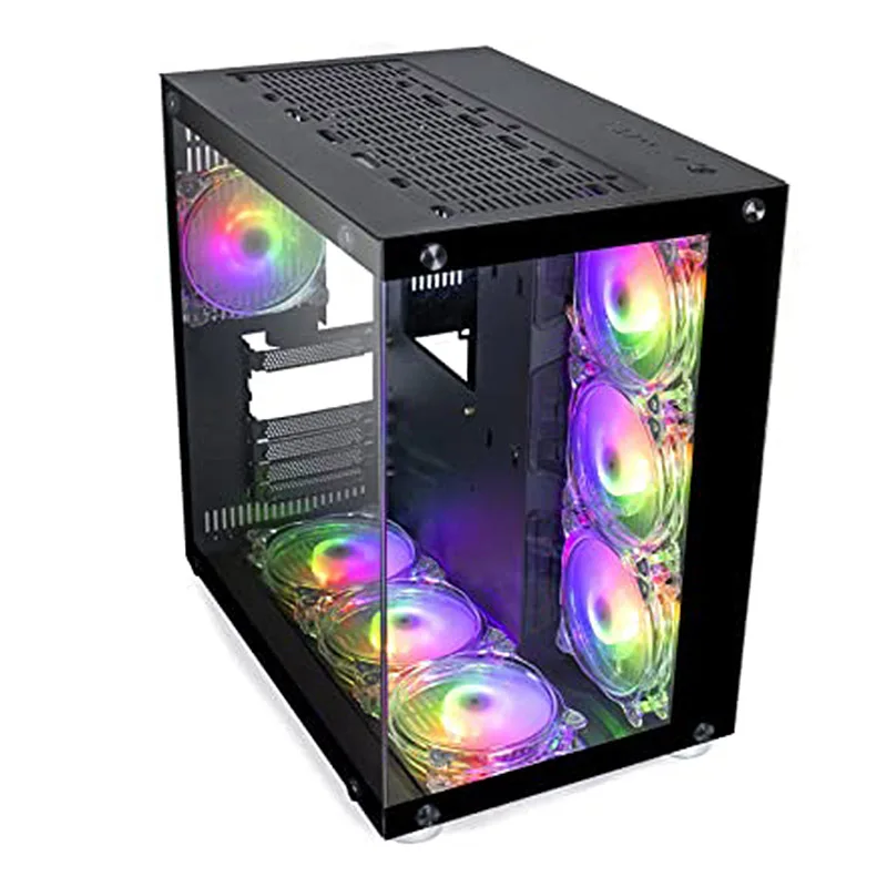 Aigo AZ300 корпус компьютера mid Tower 3,0 USB Панель из закаленного стекла ATX Micro-ATX игровой корпус с 7 шт. RGB вентиляторы ПК Пульт дистанционного управления
