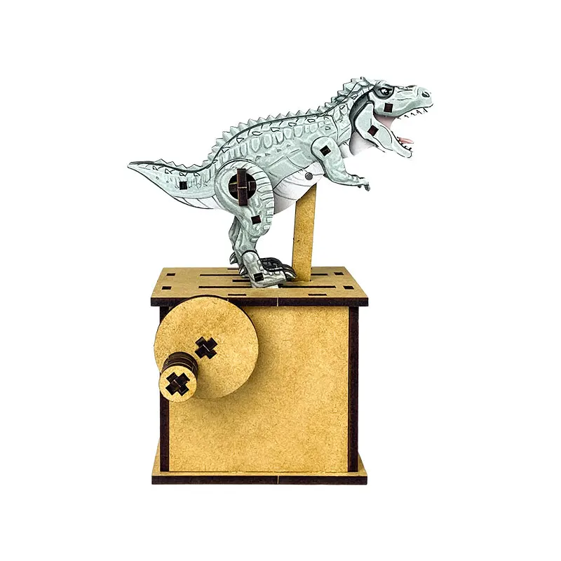 3D Wooden Puzzles Mechanical Wooden Toys Dynamic Dinosaur Model DIY Handmade Game Set Kids Gift