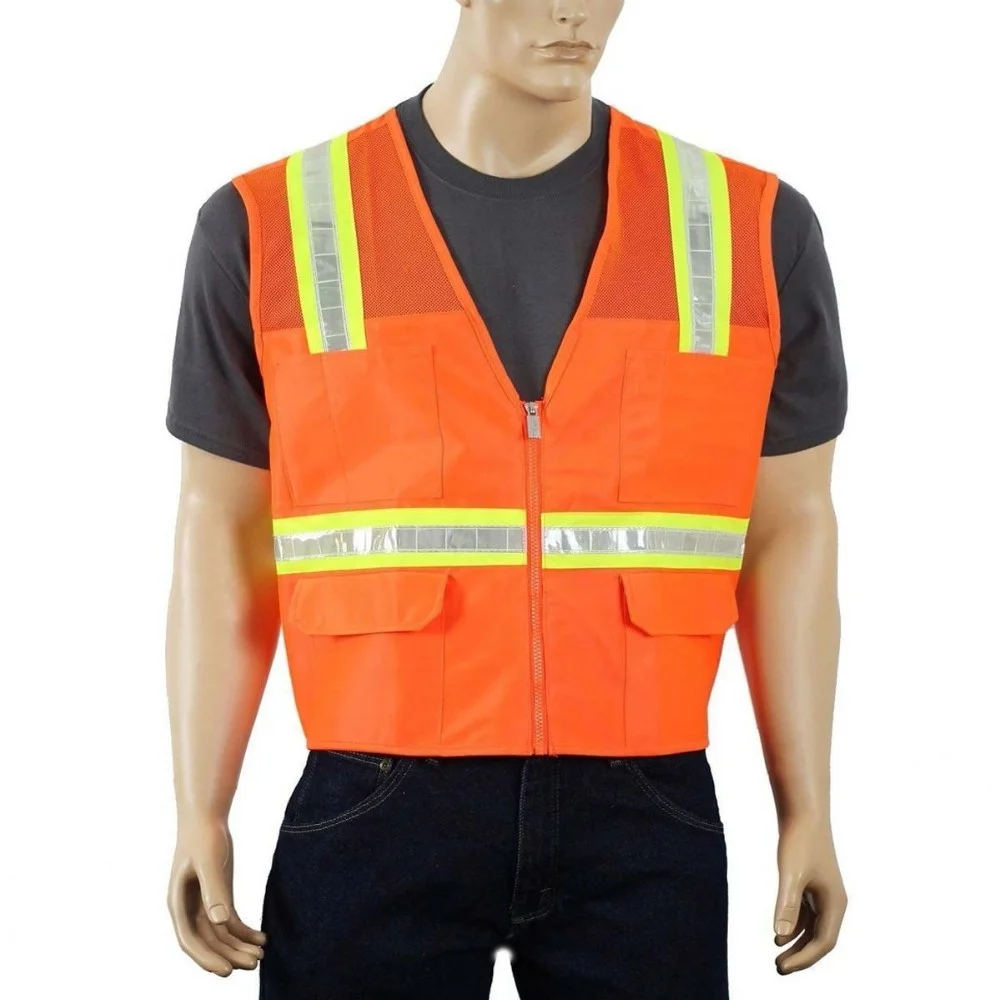 Construction Industrial Green Orange Mesh Customize Logo Reflective Hivis Protective Workwear Hi Vis Work Safety Vest