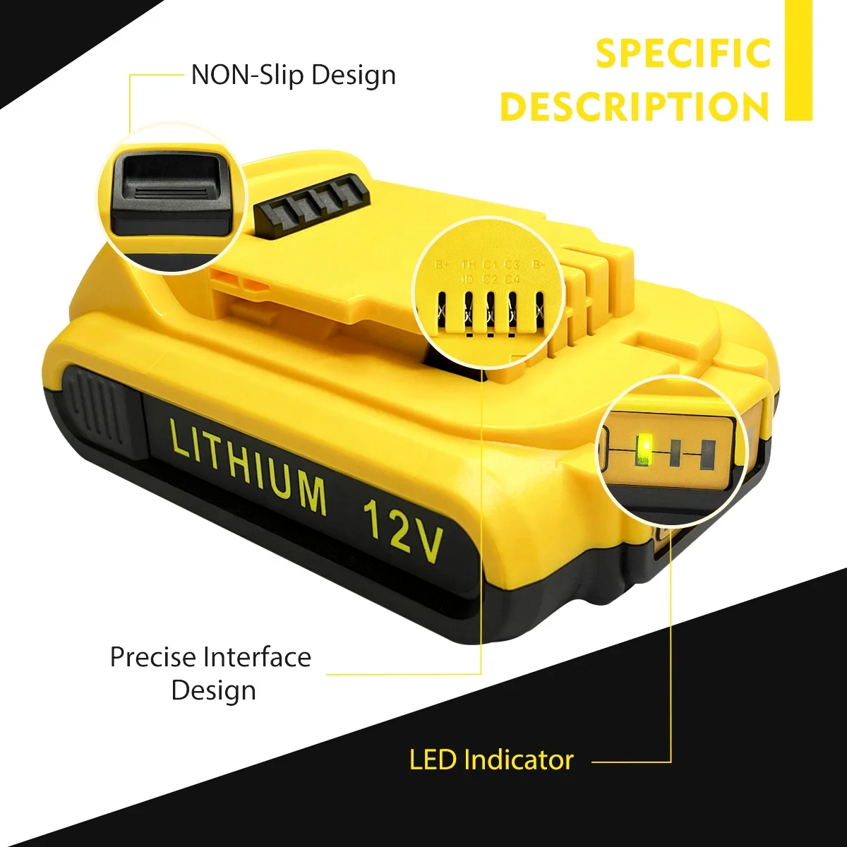 Replacement Dewalt Battery Lithium-ion 20V 2.5Ah Flex Volt Battery DCB200 Series High Capacity Battery for Dewalts Power Tools