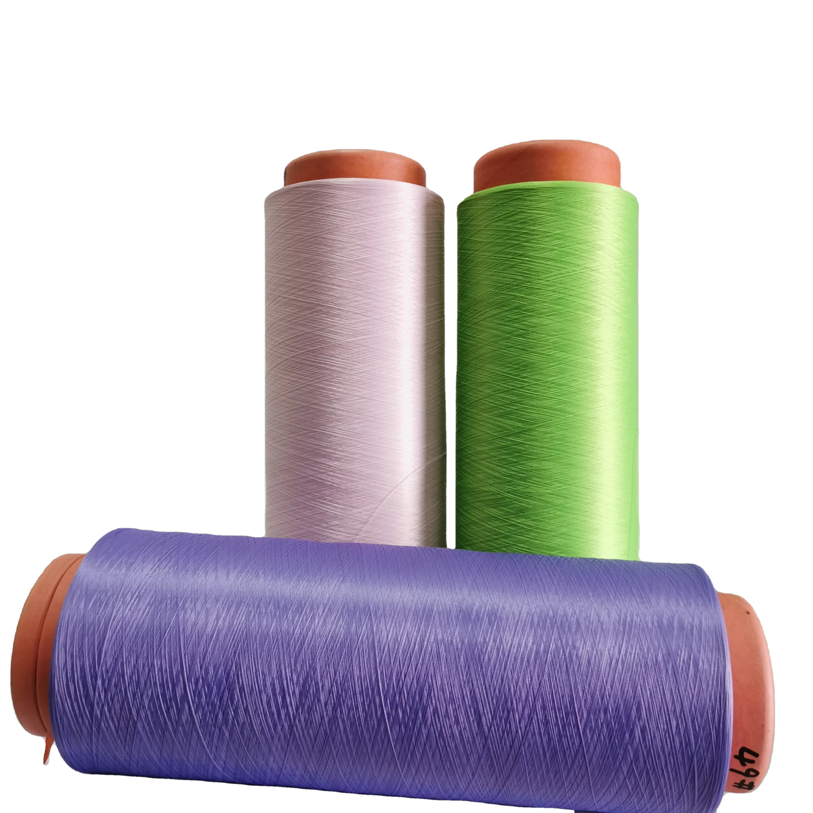 DTY 150D  stock small MOQ NIM Khaki Dope Dyed Recycle GRS Polyester Textured Filament Yarn for knitting