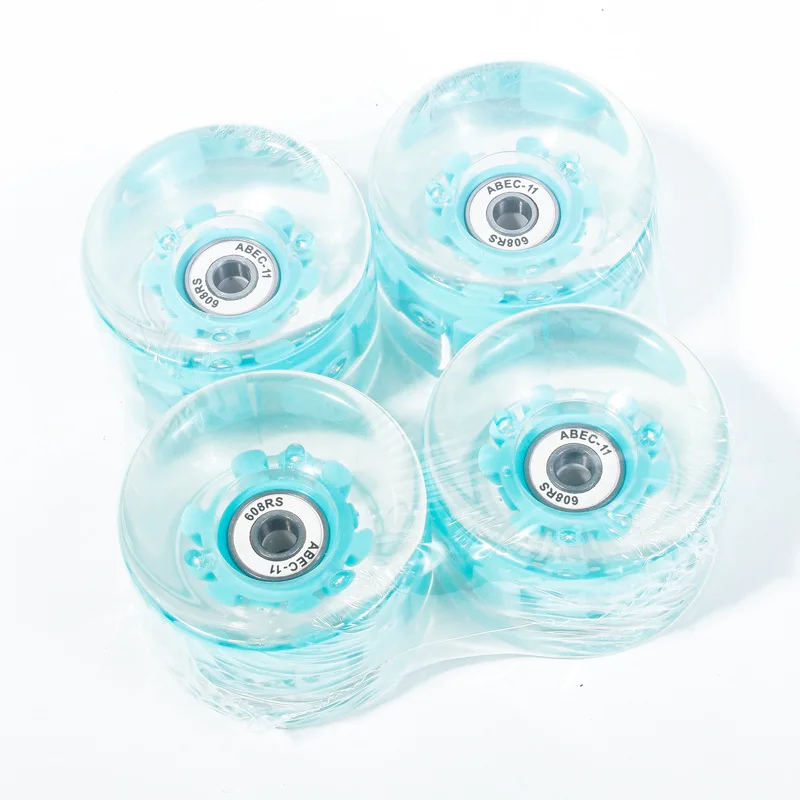 Land surfboard luminous wheel transparent PU color flash wheel skateboard vitality board long board high elastic wheel