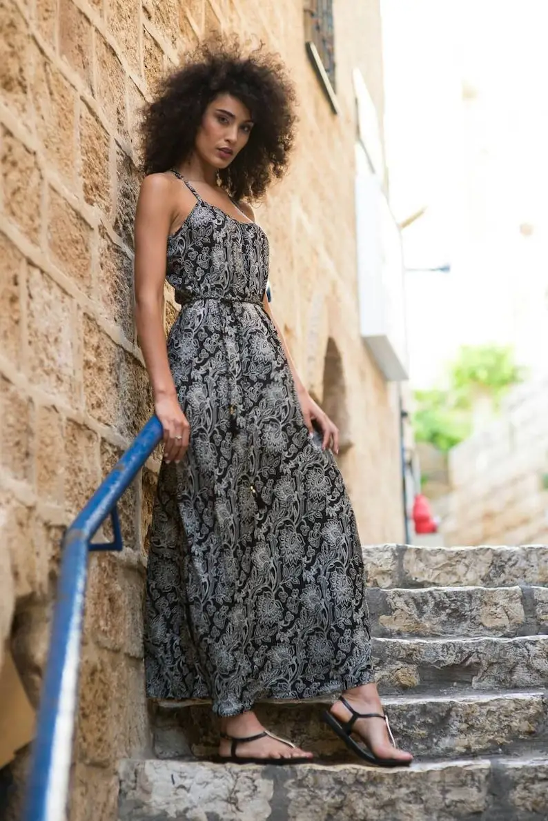 Handmade Printed Maxi Casual New Women Clothing Hand Block Printed High Quality Plus Size Loose Maxi Dress Kaftan For Women