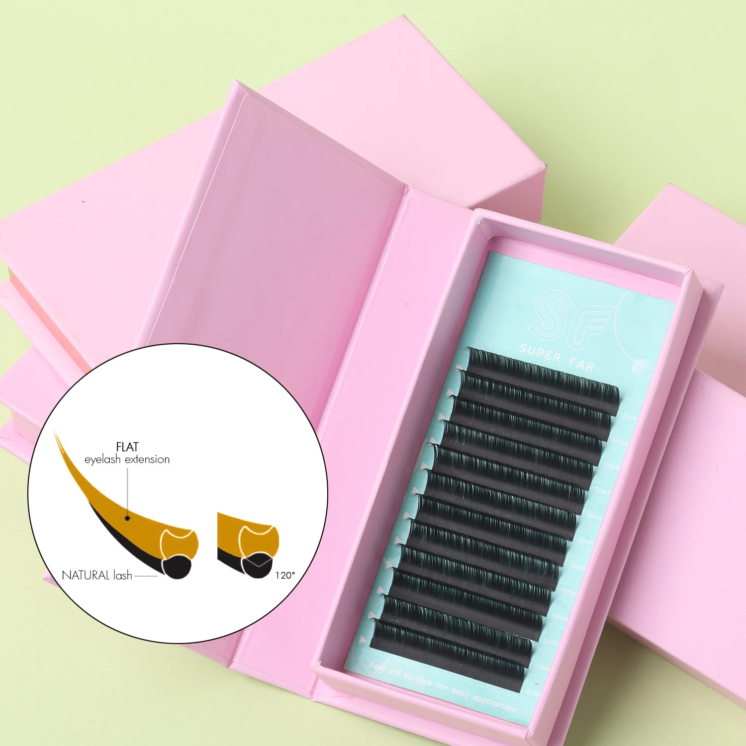 Factory Price Flat Ellipse Lashes Extension 0.25 Trays 0.18 Pbt Fiber Eyelash Trays