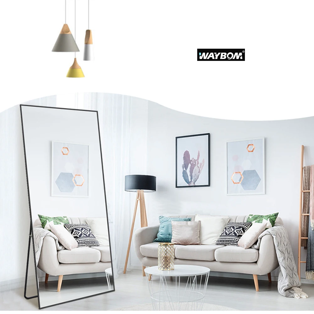 Wholesale Gold Black Aluminum Frame Decorative Modern Dressing Room Wall Full Length Floor Mirror