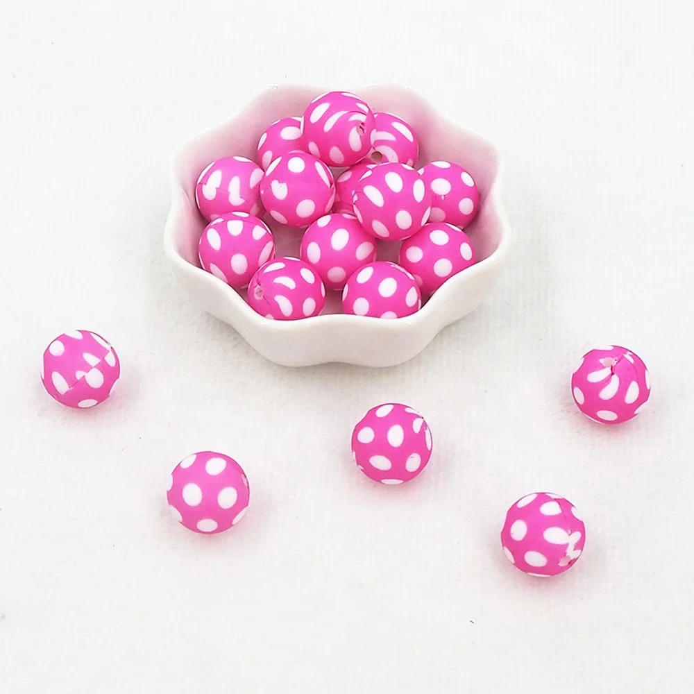 Wholesale Baby Pacifier Dummy Teething Bead DIY Bracelets Chewing Jewelry 15mm Round Printed Silicone Beads