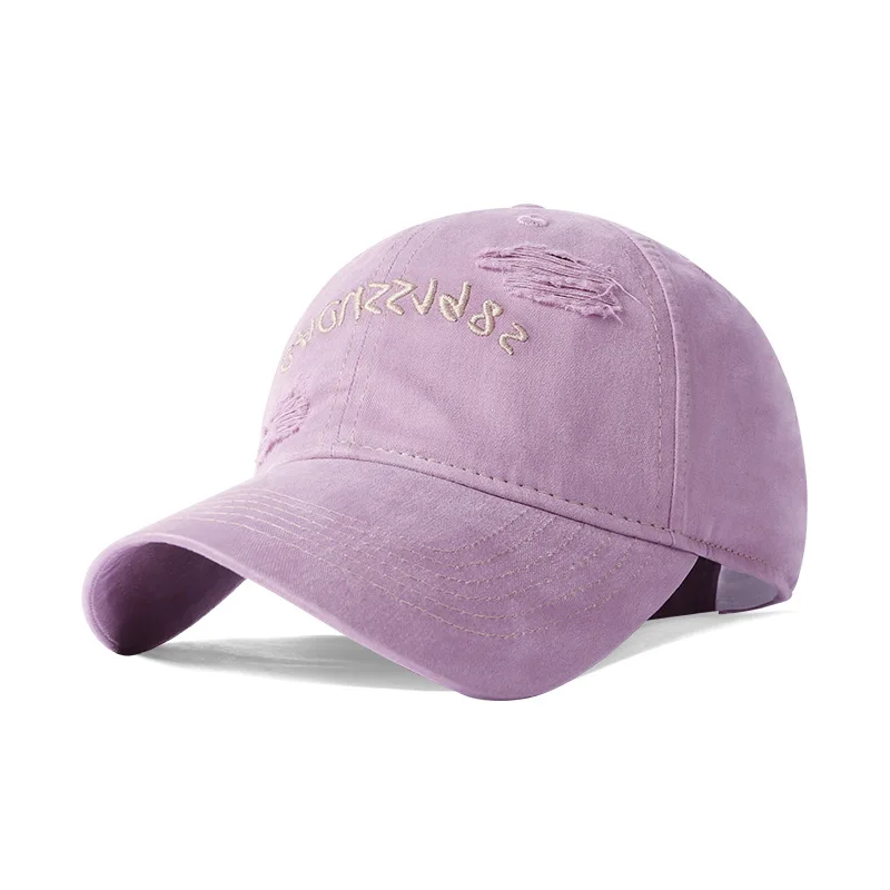 Custom Distressed Baseball Hats European American Street Style  Sports Caps 3D Embroidery Metal Buckle Back Closure