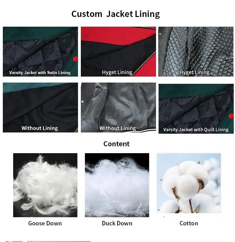 2023 wholesale new design Custom Cotton Padded Men Coats Plus Size Zipper Bike Men Basketball College Bomber Jacket