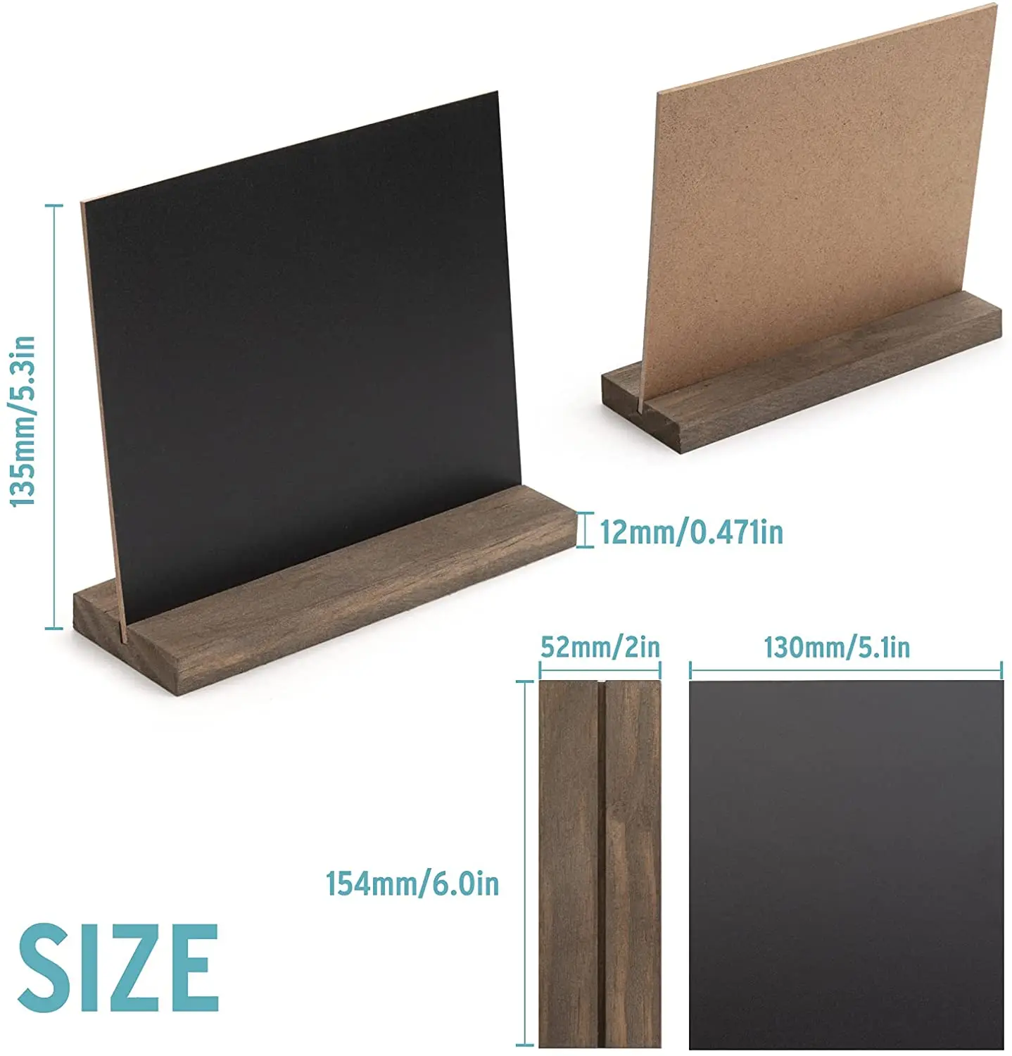 Message Chalk Board Sign 5x6 Inch Vintage Wooden Decorative Craft Chalkboard Signs Tabletop Blackboard with Base Stand