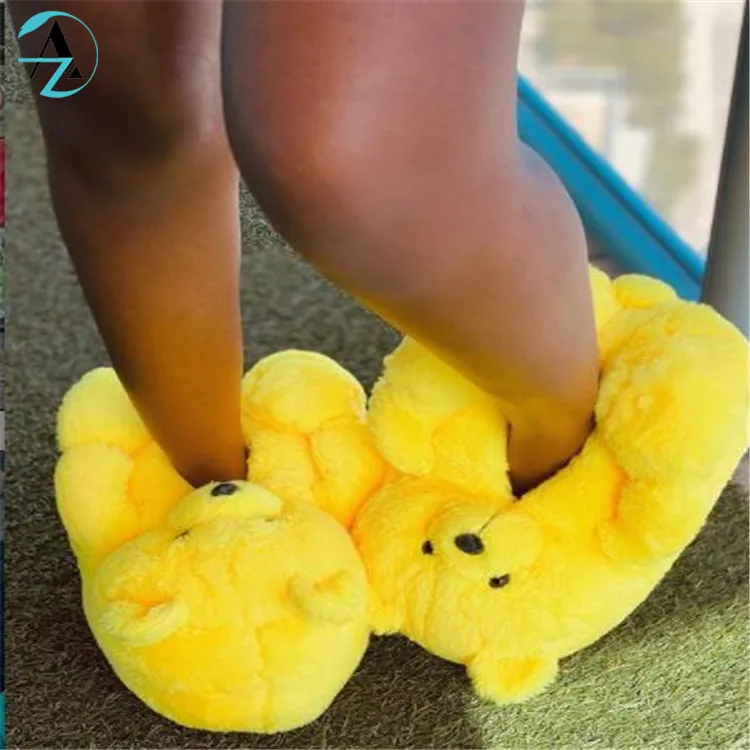 
High Quality Women House Teddy Bear Slippers Ladies Fluffy Sandals Cute Kid Size Teddy Bear Slippers 
