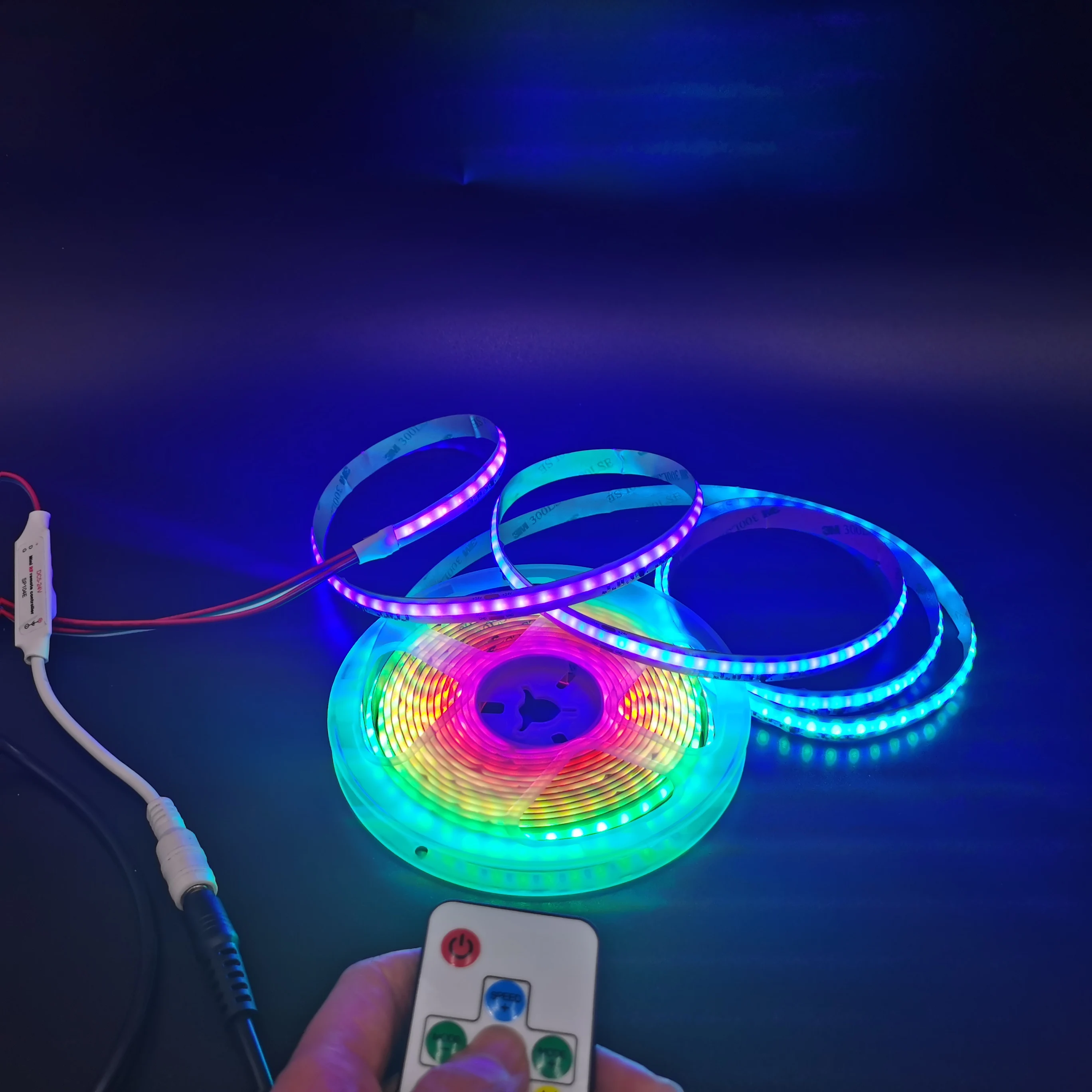 2023 New digital 24v programmable COB RGB with IC use with mobile led strip lights