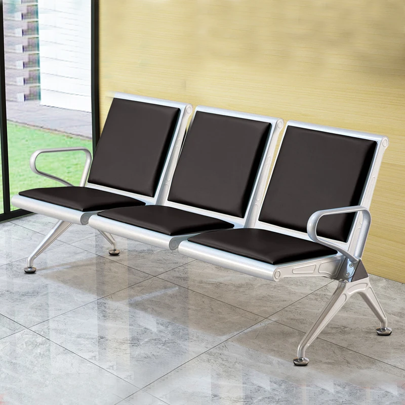 Ergonomic Airport Chair Stainless Steel Waiting Room Bench for Hospitals and Public Lounges  High Hardness Electroplated Finish