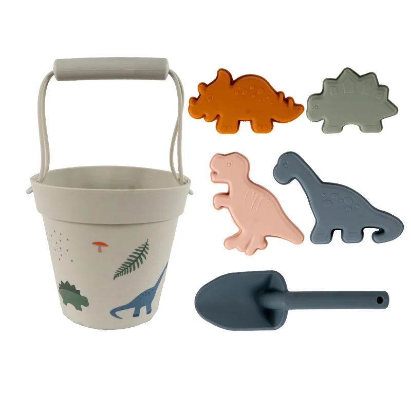 2024 Popular Bpa Free Soft Silicone Sand Filled Toys Set Kids Beach Bucket Toys for Toddlers