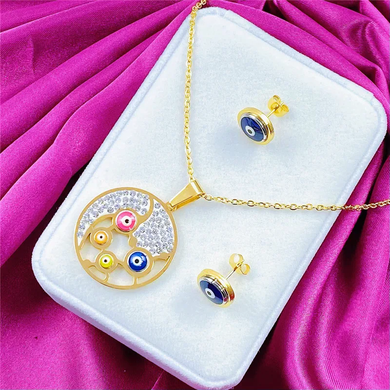 Turkey Fashion Blue Eye Necklace Gold Color Charm Rhinestone Eye Choker Necklace for Women Jewlery Wholesale