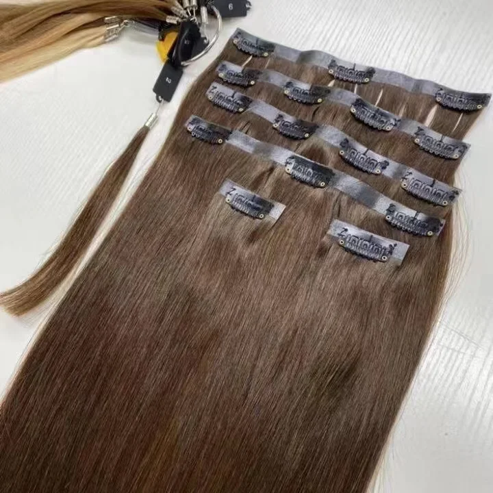 Ruyihair Cabello Humano Unprocessed Clip in Hair Extensions Hair Cabello Natural Color Straight Bulk 100% Virgin Cabelo