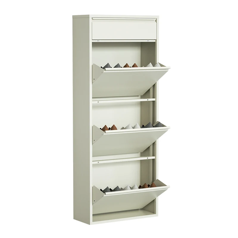 Freestanding Shoe Rack Metal Shoe Storage Cupboard 3/4 Flip Drawer Shoe Shelf Porch Cabinet for entryway hallway