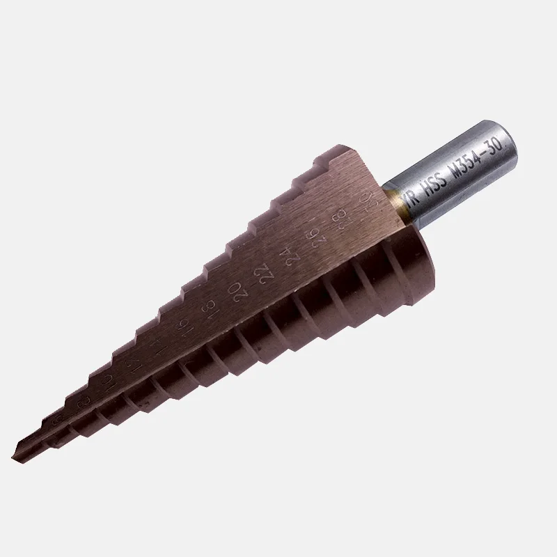HSS M35 4-12-22-32mm Step Cobalt Triangle  Handle Straight Grooved Step Drill Bits For Sheet Metal Drilling for suppliers