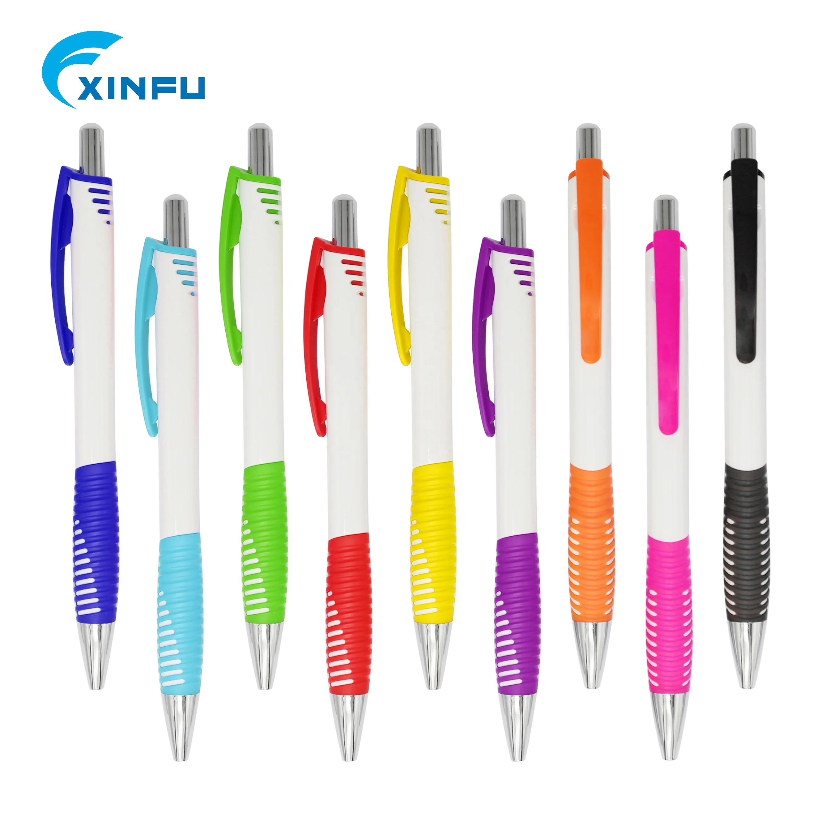 Твердая белая блестящая ручка с логотипом компании пластиковая ручка