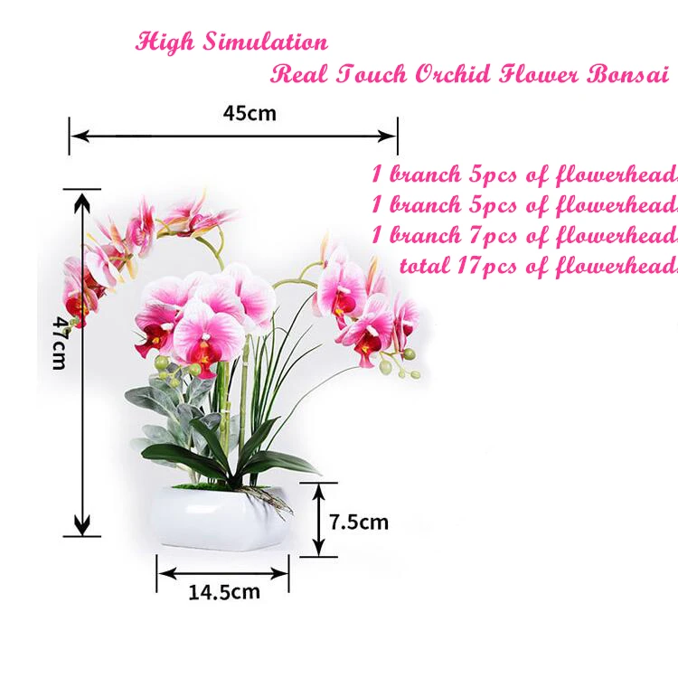 High Quality Artificial Orchid Latex Silk Flowers Bonsai Home Decorative Phalaenopsis Orchid Real Touch Plant Orchid Pot Set