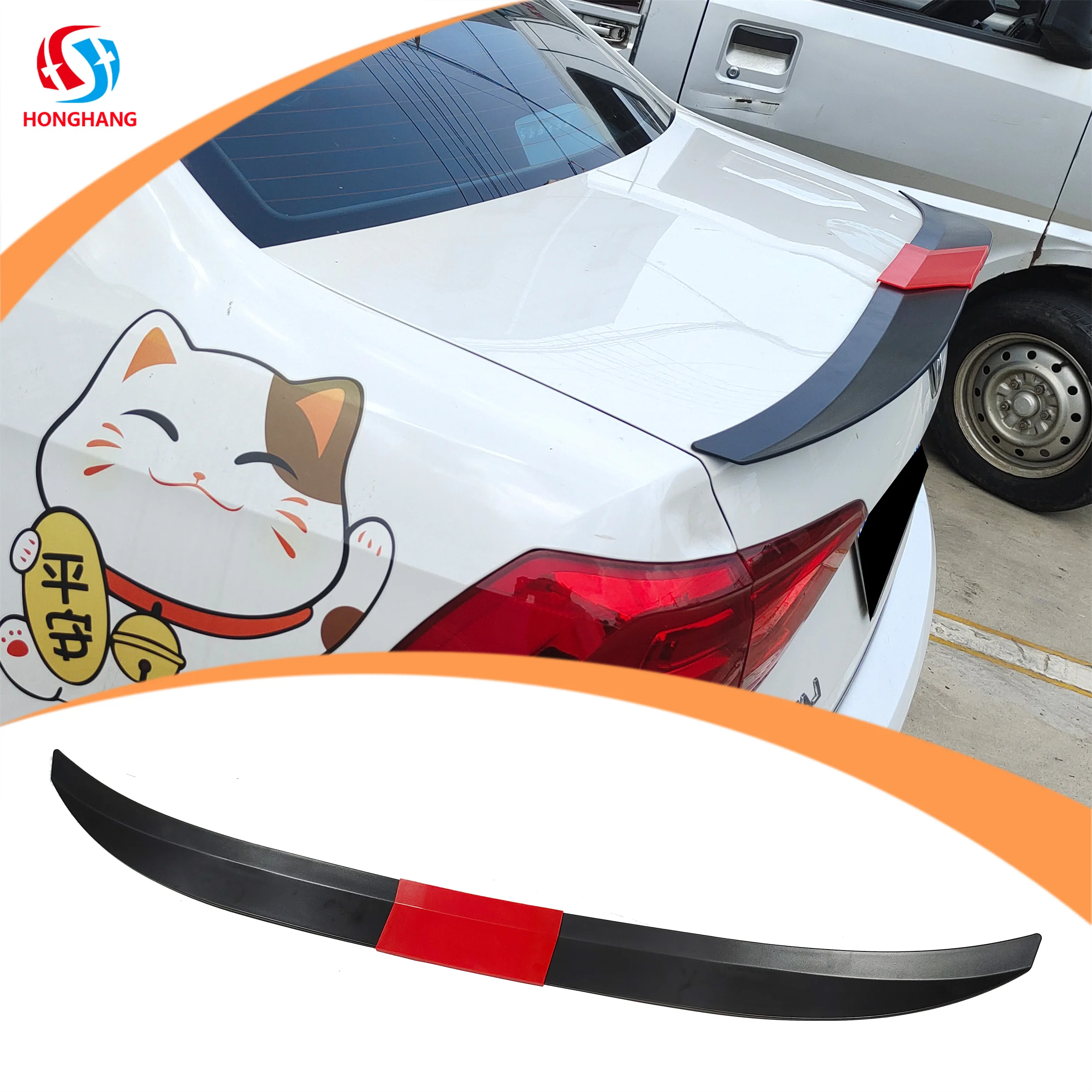 Honghang Brand factory AbS Trunk Rear Wing E type Splitter Universal Car Rear Wing Spoilers For All Cars