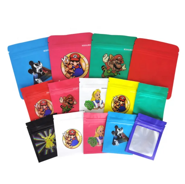 Customized 1 gram mylar bags 3.5g  28g 7g  big pink  4 x 6  matte smell proof mylar bags digital printing pouch for edible