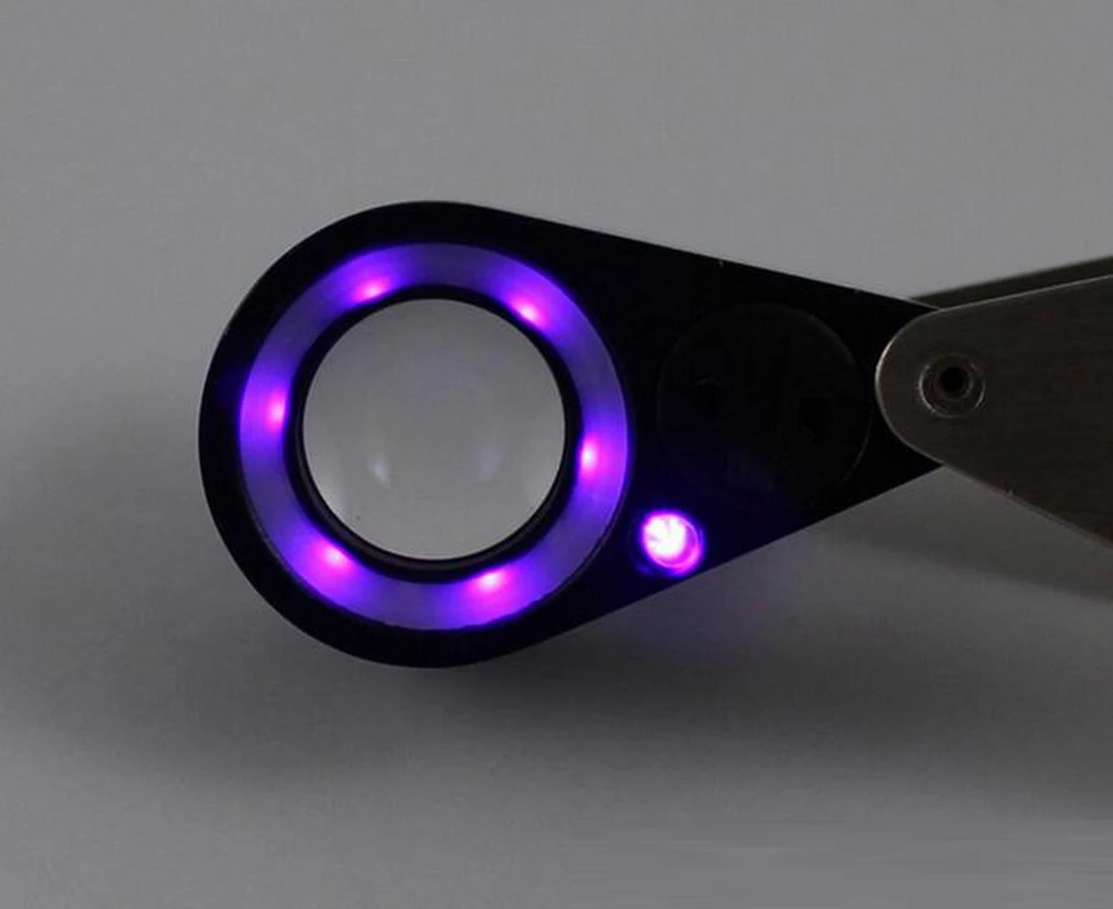 20X Jeweler Triplet USB Rechargeable Loupe Magnifier 6LED White light and UV Black light Magnifying