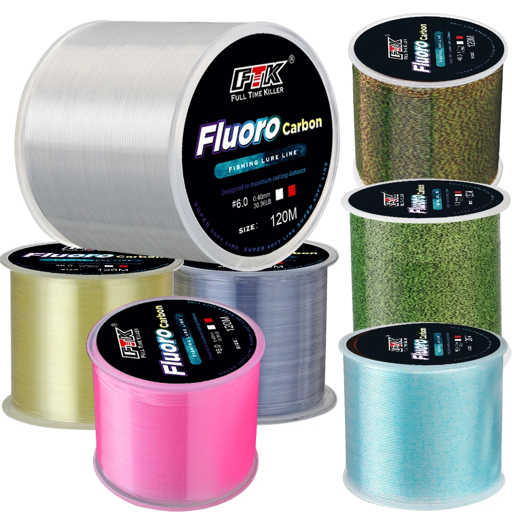 FTK 120 м/300 м/500 м фторуглеродное покрытие рыболовная леска 0 2 мм-0 5 мм углеродистая поверхность нейлон для речной и озерной рыбалки