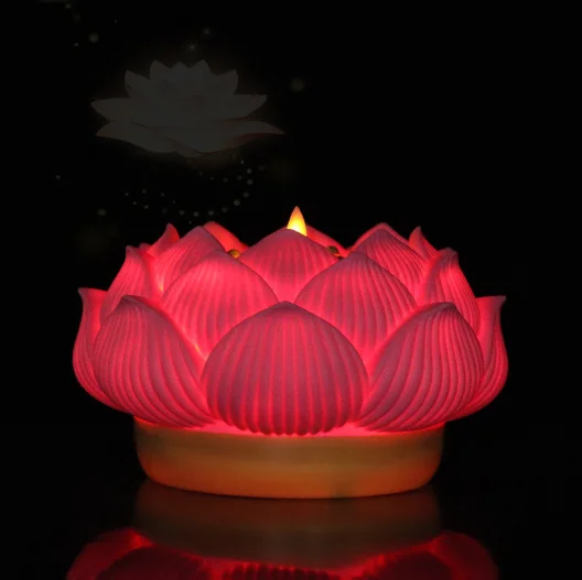 Lotus Lamp LED Electronic for Home Use, Blessing Guanyin Bodhisattva Lotus Lamp, Buddha Lamp.