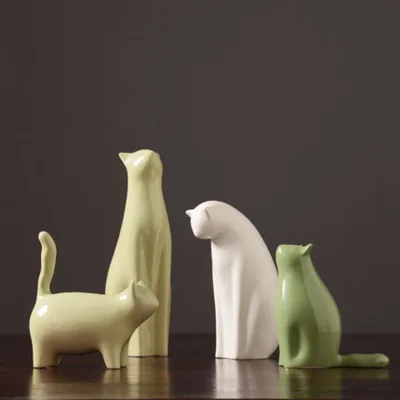 Creative Simple Lucky Cat Ceramic Ornaments Home Living Room Model Store Decorations Wedding Gifts