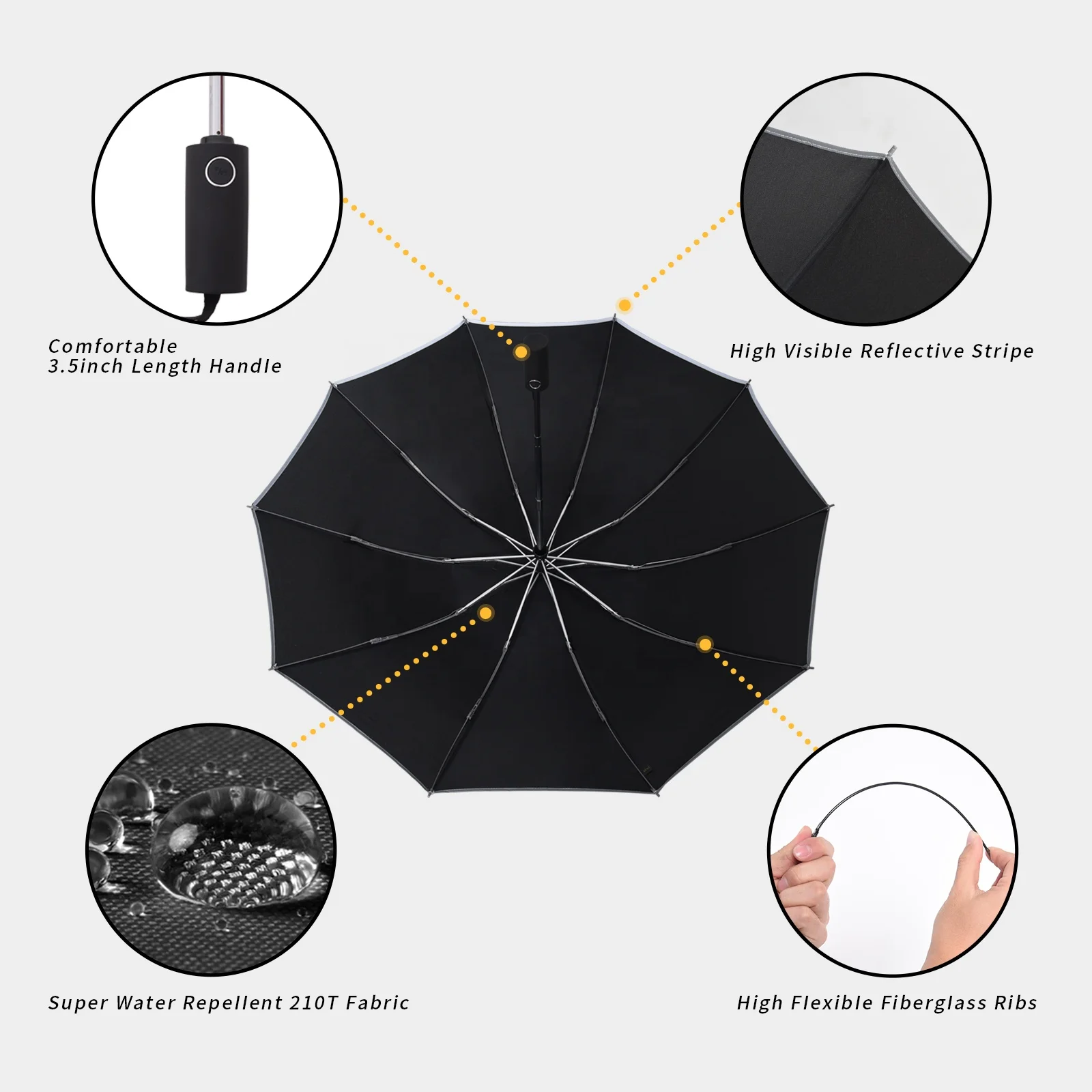 Wholesale promotional  3 fold inverted car umbrella   clear  automatic reverse umbrella for rain & Custom logo prints