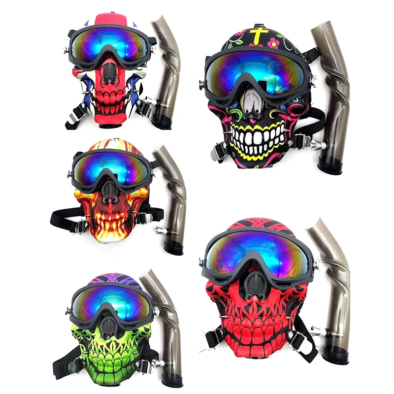 
2021 skull head foreign trade hot sale new cool style hookah mask smoke gun smoking set 