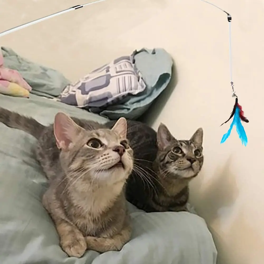 Retractable Cat Wand Toys,12 Packs Interactive Cat Feather Toy,9 Assorted Teaser Refills with Bell for Cat,Kitten