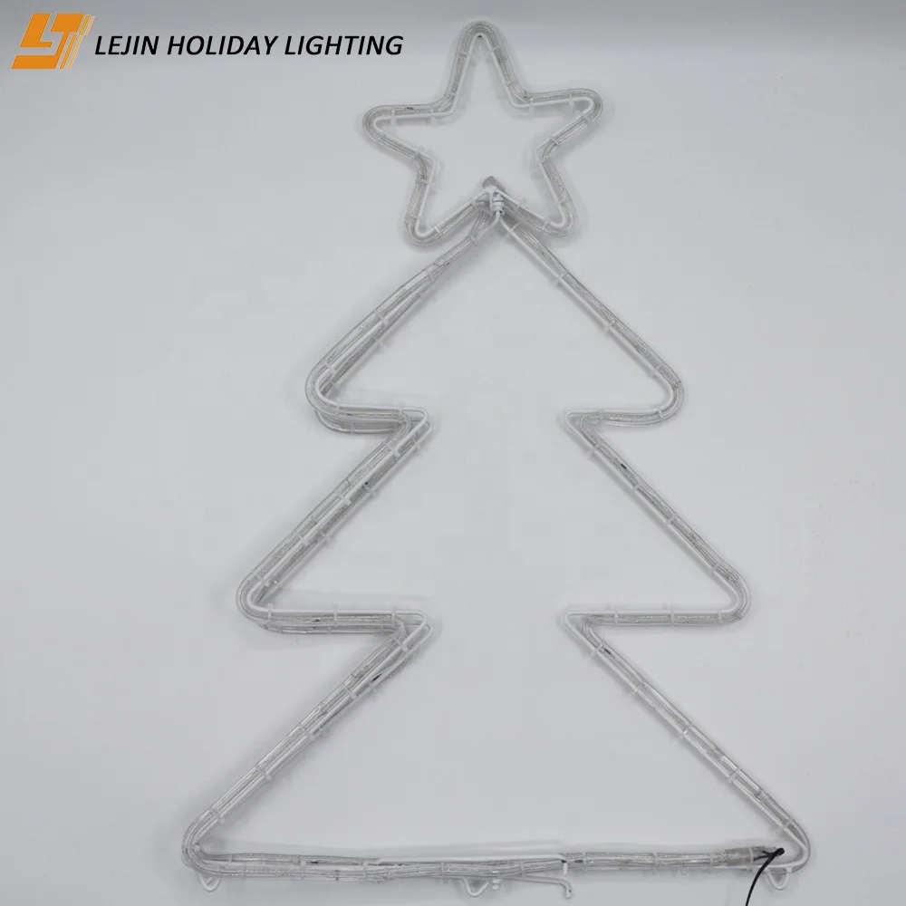 LED Sculpture Rope 3d Christmas Star Tree Motif Light For Indoor And Outdoor Decoration