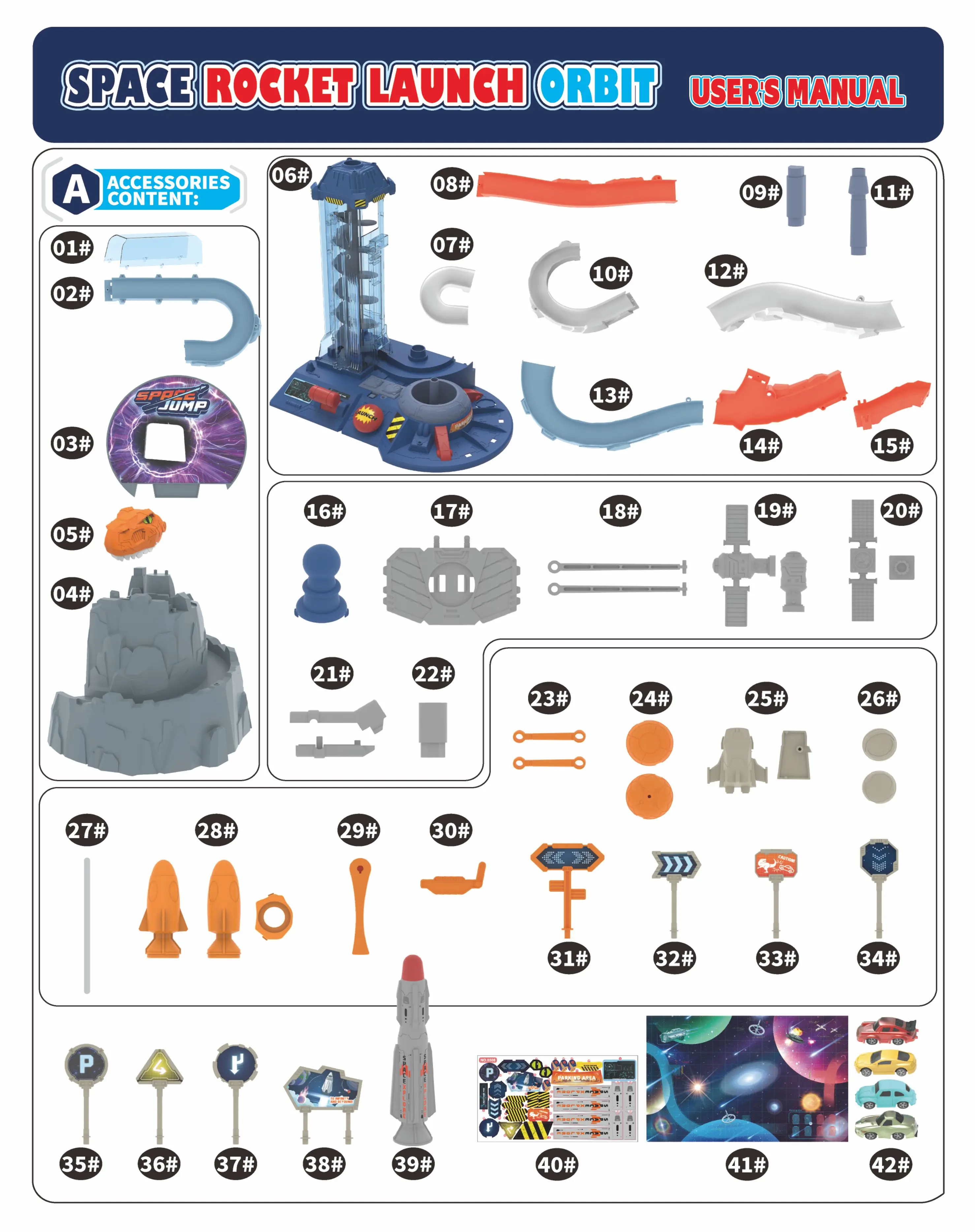 Assemble space explore theme track toy car track plastic with mini alloy car